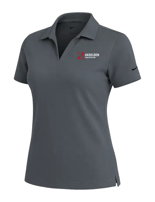 NIKE Dark Grey Womens Dri-Fit Micro Pique Polo w/Haselden Construction Logo