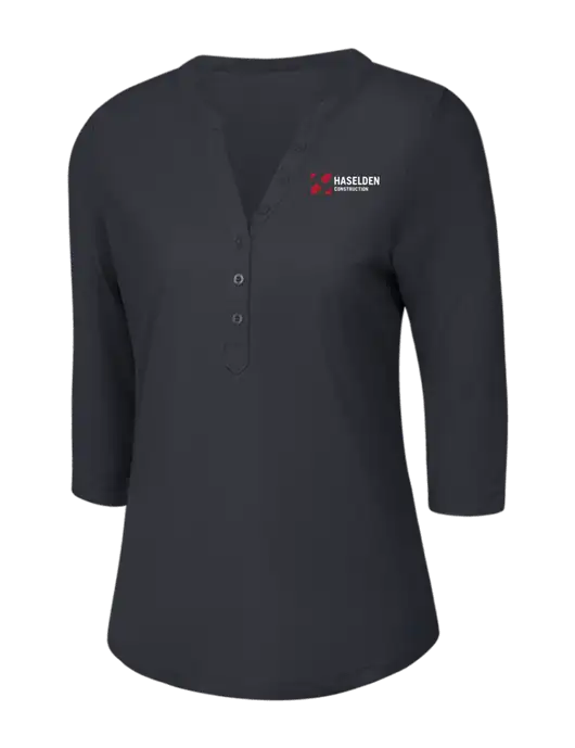 OGIO Charcoal Grey Jewel Henley w/Haselden Construction Logo