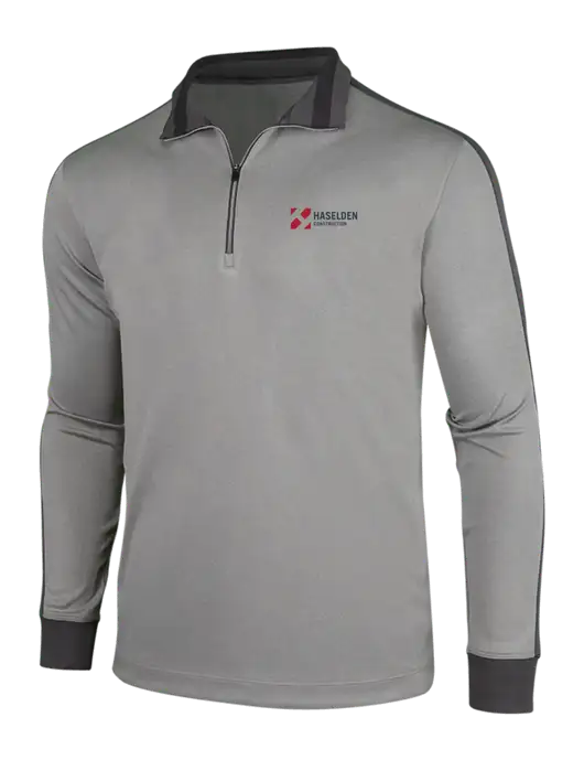 NIKE Athletic Grey/Heather Dark Grey Dry-Fit 1/2 Zip Cover-Up w/Haselden Construction Logo