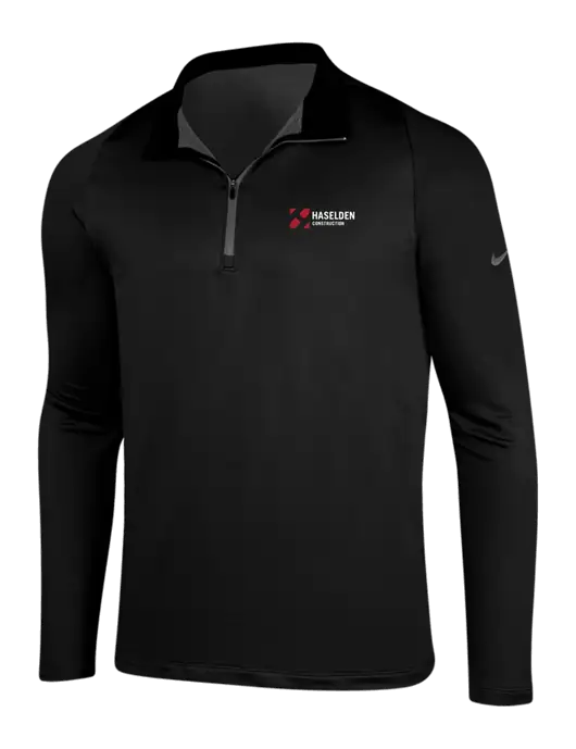 NIKE Black/Dark Grey Dry-Fit Stretch 1/2 Zip Cover-Up w/Haselden Construction Logo