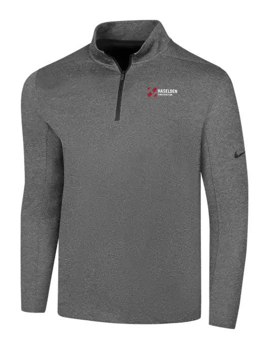 NIKE Dark Grey Heather Dry 1/2 Zip Cover-Up w/Haselden Construction Logo