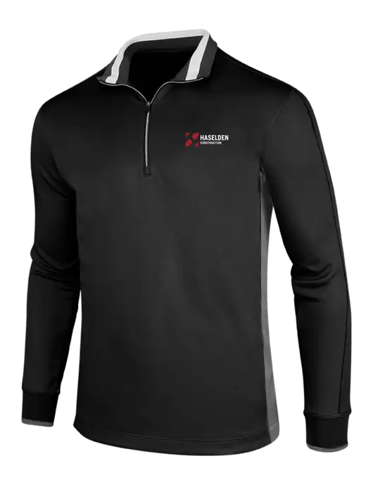 NIKE Black/Dark Grey/White Dry-Fit 1/2 Zip Cover-Up w/Haselden Construction Logo