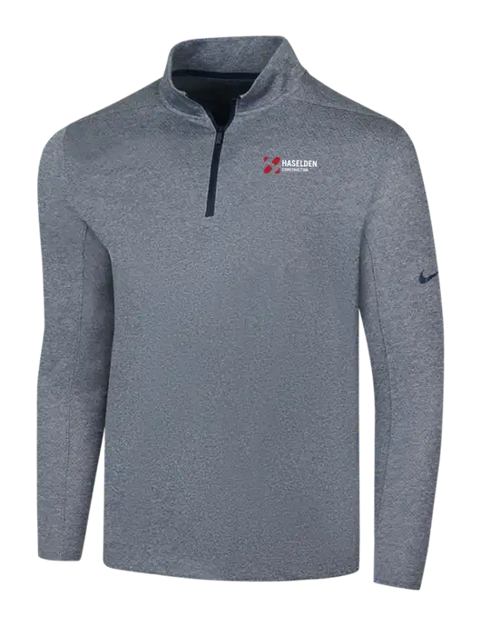NIKE Navy Heather Dry 1/2 Zip Cover-Up w/Haselden Construction Logo