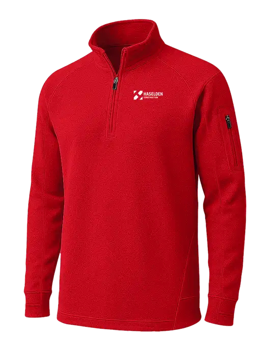 True Red Tech Fleece 1/4 Zip Pullover w/Haselden Construction Logo