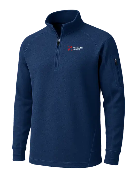 True Navy Tech Fleece 1/4 Zip Pullover w/Haselden Construction Logo