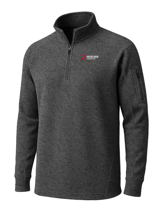 Graphite Heather Tech Fleece 1/4 Zip Pullover w/Haselden Construction Logo