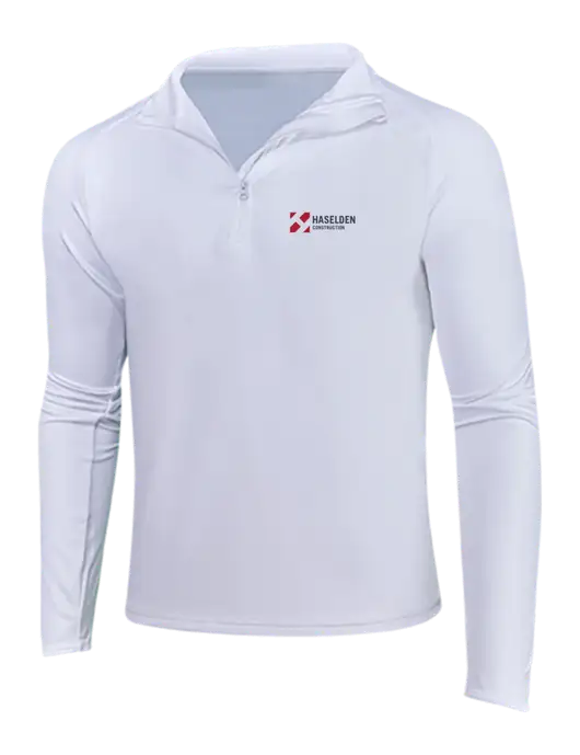 White Sport Wick Stretch 1/4 Zip Pullover w/Haselden Construction Logo