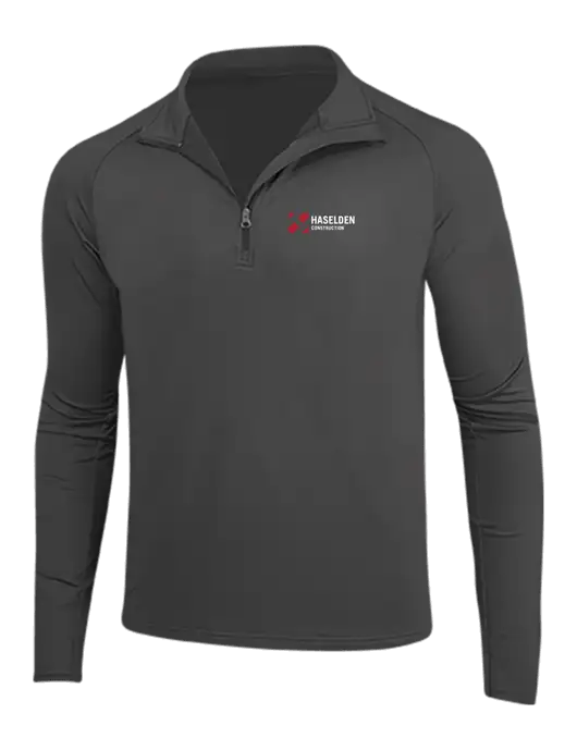 Charcoal Grey Sport Wick Stretch 1/4 Zip Pullover w/Haselden Construction Logo