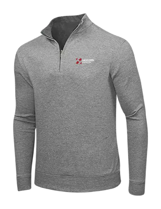 Medium Heather Grey/Charcoal Heather Interlock 1/4 Zip w/Haselden Construction Logo