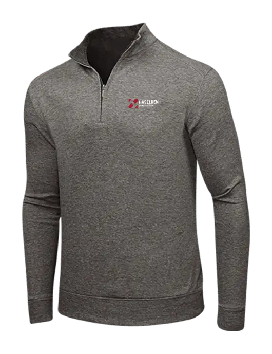Charcoal Heather/Medium Heather Grey Interlock 1/4 Zip w/Haselden Construction Logo