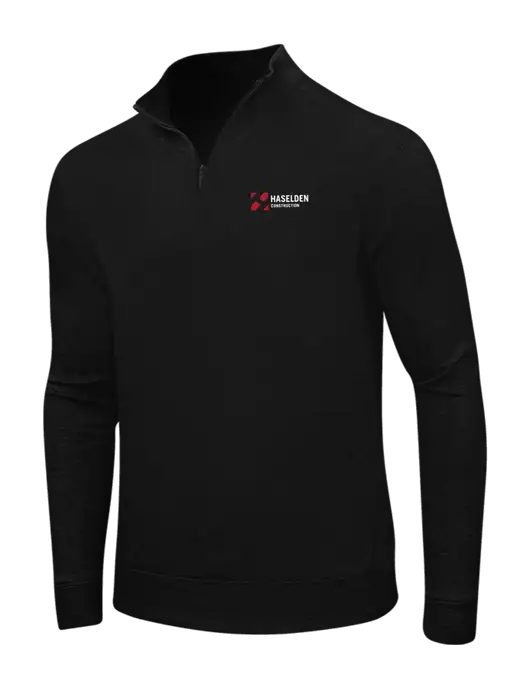 Deep Black/Charcoal Heather Interlock 1/4 Zip w/Haselden Construction Logo