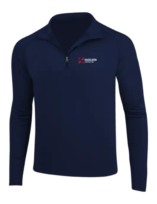 Navy Sport Wick Stretch 1/4 Zip Pullover w/Haselden Construction Logo