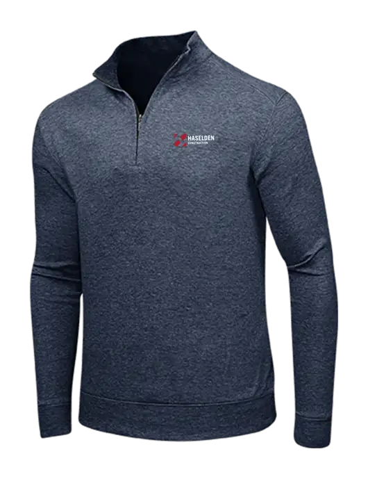Estate Blue Heather/Charcoal Heather Interlock 1/4 Zip w/Haselden Construction Logo