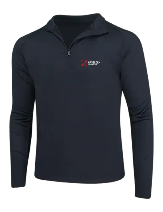 Black Sport Wick Stretch 1/4 Zip Pullover w/Haselden Construction Logo