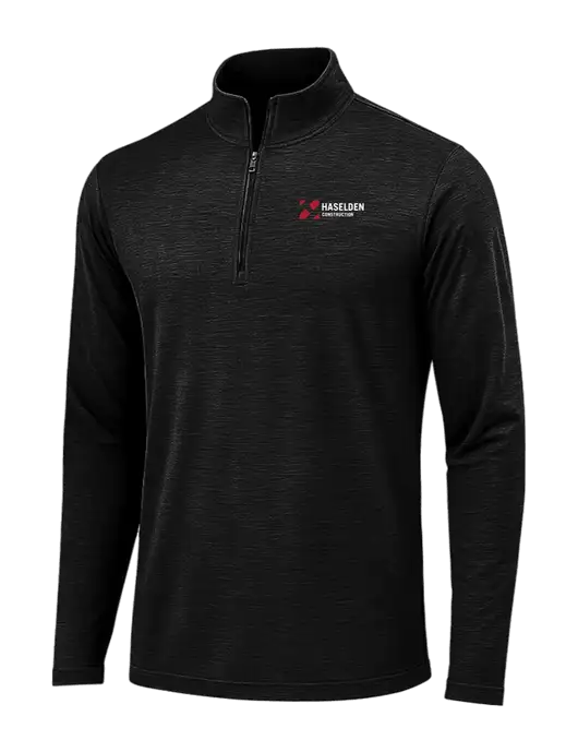Black Triad Solid Posicharge Tri-Blend Wicking 1/4 Zip Pullover w/Haselden Construction Logo