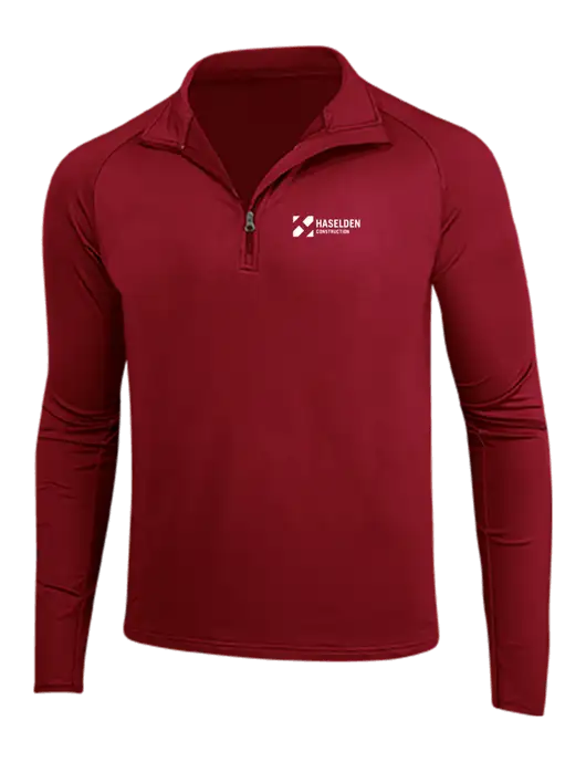 Red Sport Wick Stretch 1/4 Zip Pullover w/Haselden Construction Logo