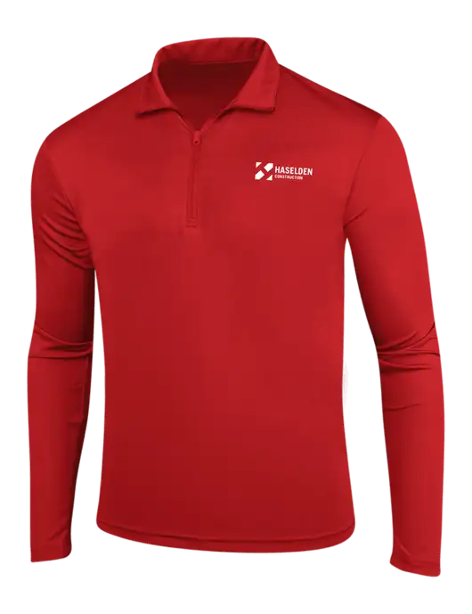 Red PosiCharge Competitor 1/4 Zip Pullover w/Haselden Construction Logo