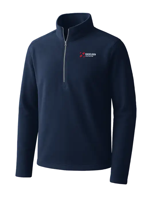 Navy Microfleece 1/2 Zip Pullover w/Haselden Construction Logo