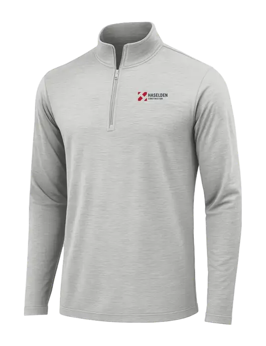 Light Grey Heather Posicharge Tri-Blend Wicking 1/4 Zip Pullover w/Haselden Construction Logo