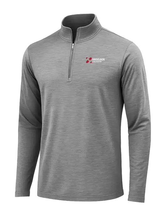 Dark Grey Heather Posicharge Tri-Blend Wicking 1/4 Zip Pullover w/Haselden Construction Logo