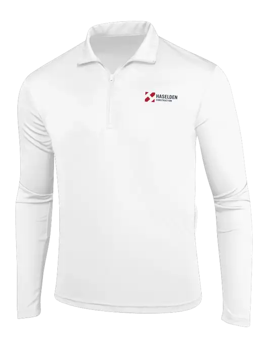 White PosiCharge Competitor 1/4 Zip Pullover w/Haselden Construction Logo