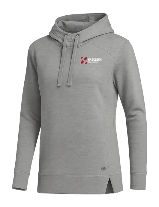 OGIO Heather Grey Womens Luuma Pullover Fleece Hoodie w/Haselden Construction Logo