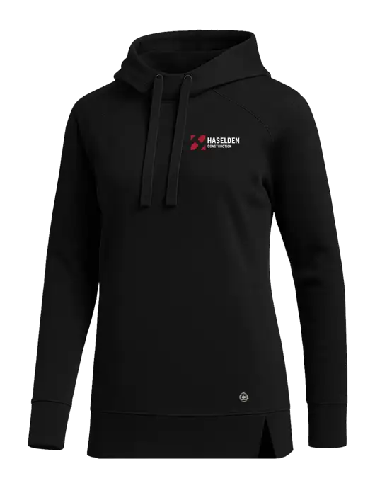OGIO Black Womens Luuma Pullover Fleece Hoodie w/Haselden Construction Logo