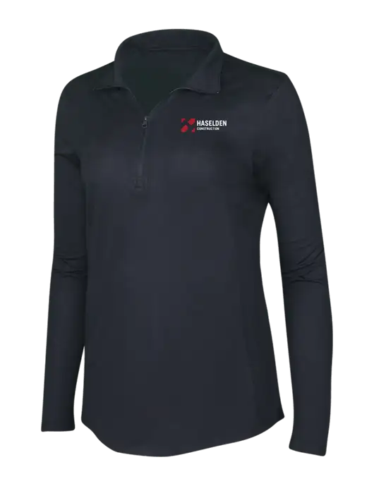 Black Triad Solid Womens Posicharge Tri-Blend Wicking 1/4 Zip Pullover w/Haselden Construction Logo