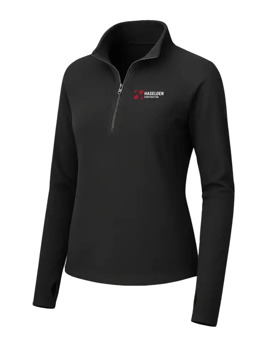 Womens Black Microfleece 1/2 Zip Pullover w/Haselden Construction Logo