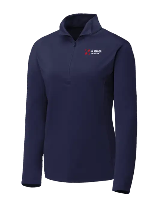 Navy Womens Posicharge Competitor ¼ Zip Pullover w/Haselden Construction Logo