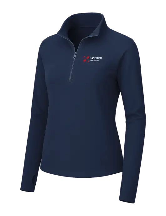 Womens Navy Microfleece 1/2 Zip Pullover w/Haselden Construction Logo