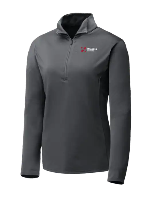 Dark Grey Womens Posicharge Competitor ¼ Zip Pullover w/Haselden Construction Logo