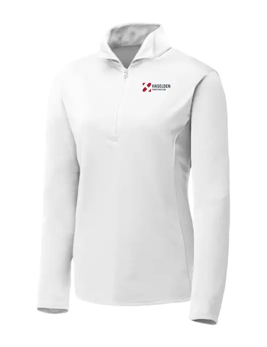 White Womens Posicharge Competitor ¼ Zip Pullover w/Haselden Construction Logo