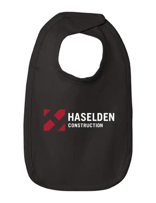 Rabbit Skins Black Infant Premium Jersey Bib w/Haselden Construction Logo