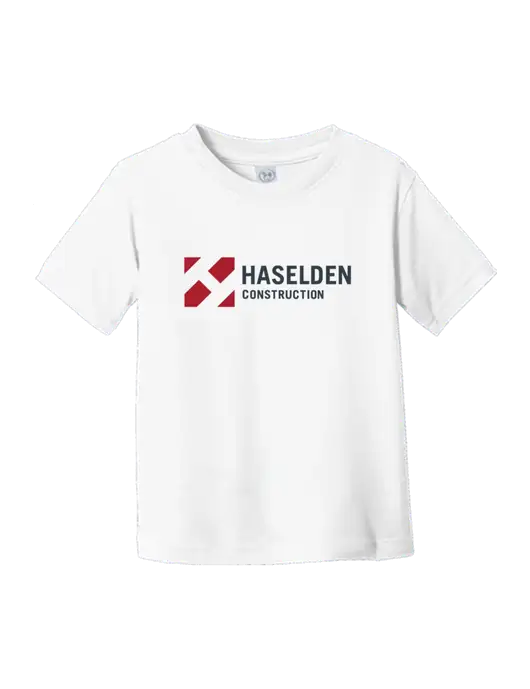 Rabbit Skins White Toddler Fine Jersey Tee w/Haselden Construction Logo