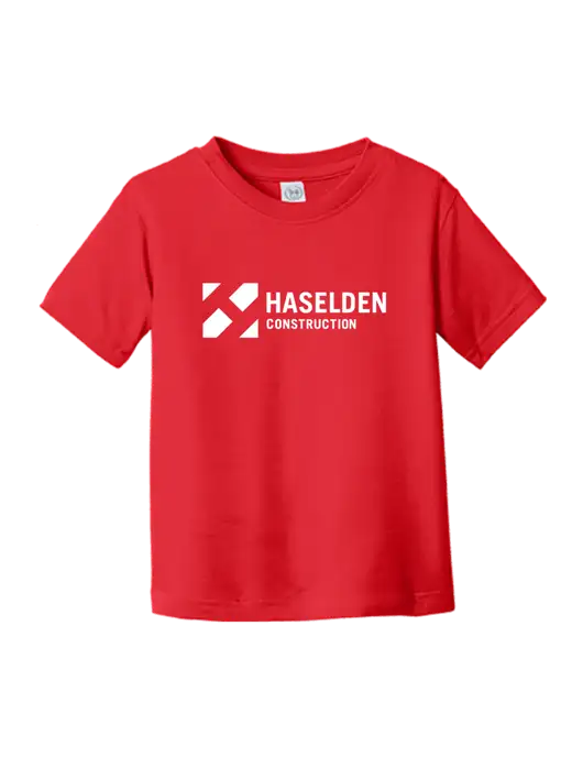 Rabbit Skins Red Toddler Fine Jersey Tee w/Haselden Construction Logo