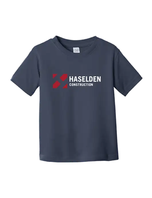 Rabbit Skins Navy Toddler Fine Jersey Tee w/Haselden Construction Logo
