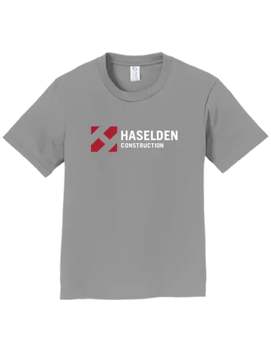 Youth Ring Spun Medium Grey 4.5 oz T-Shirt w/Haselden Construction Logo