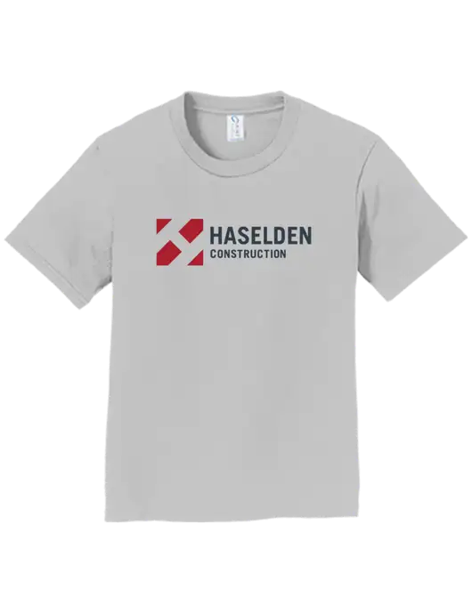Youth Ring Spun Silver 4.5 oz T-Shirt w/Haselden Construction Logo