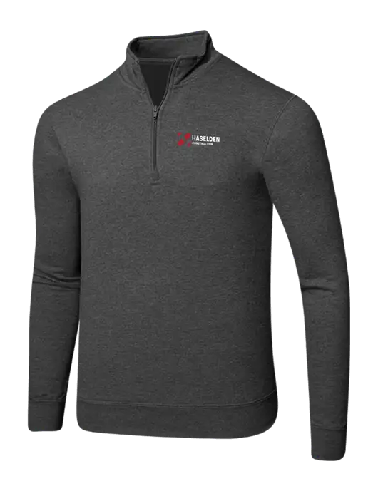 Dark Heather Grey 8.5 oz Ring Spun 1/4 Zip Pullover Sweatshirt w/Haselden Construction Logo