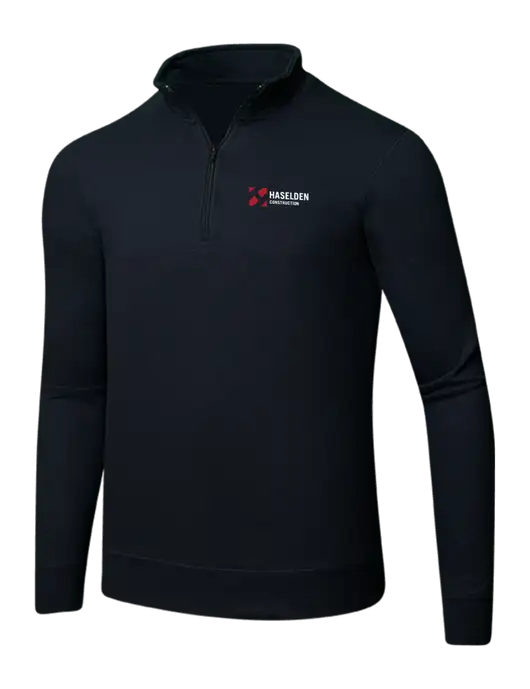 Jet Black 8.5 oz Ring Spun 1/4 Zip Pullover Sweatshirt w/Haselden Construction Logo