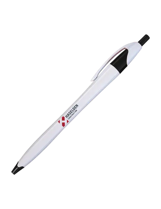Novella White/Black Classic Pen - Blue Ink w/Haselden Construction Logo