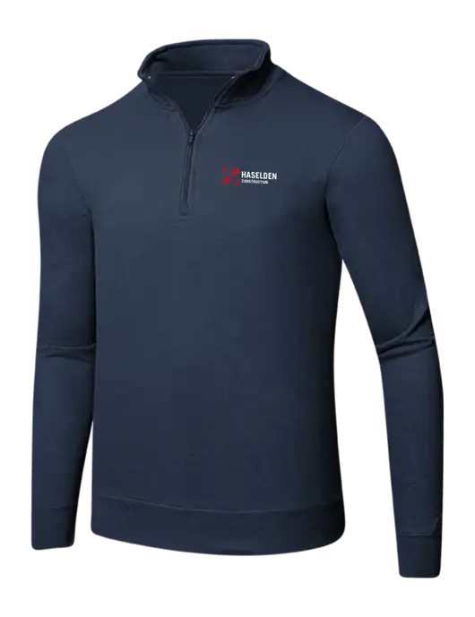 Team Navy 8.5 oz Ring Spun 1/4 Zip Pullover Sweatshirt w/Haselden Construction Logo