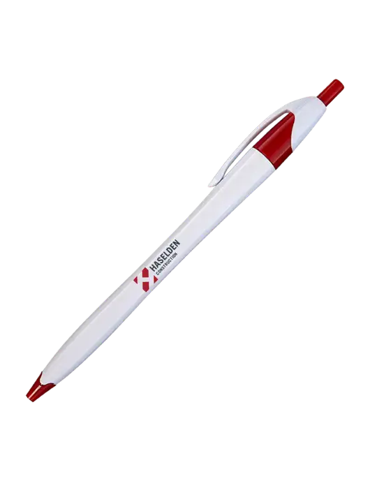 Novella White/Red Classic Pen - Blue Ink w/Haselden Construction Logo