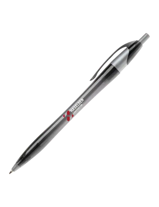 Novella Translucent Black/Silver Jewel Pen - Blue Ink w/Haselden Construction Logo