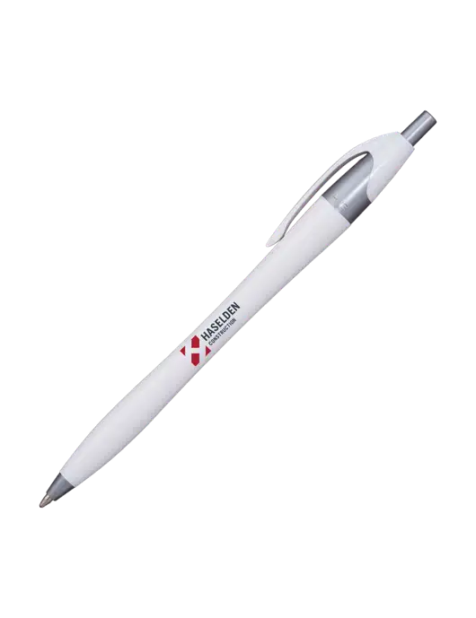 Novella White/Silver Shimmer Pen - Blue Ink w/Haselden Construction Logo