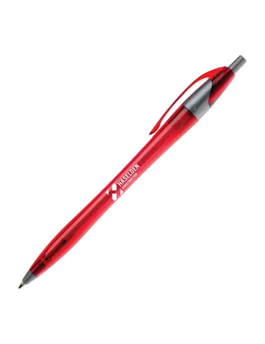 Novella Translucent Red/Silver Jewel Pen - Blue Ink w/Haselden Construction Logo