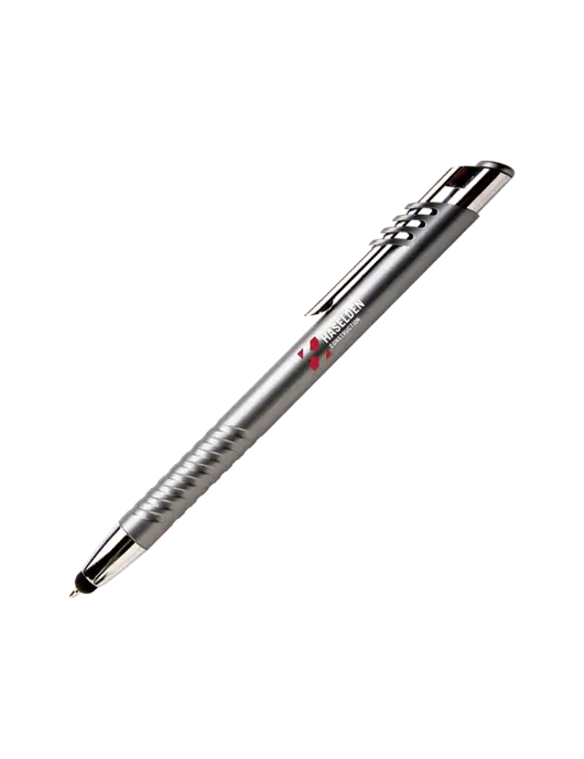 Schirhart Grey Stylus Pen - Blue Ink w/Haselden Construction Logo