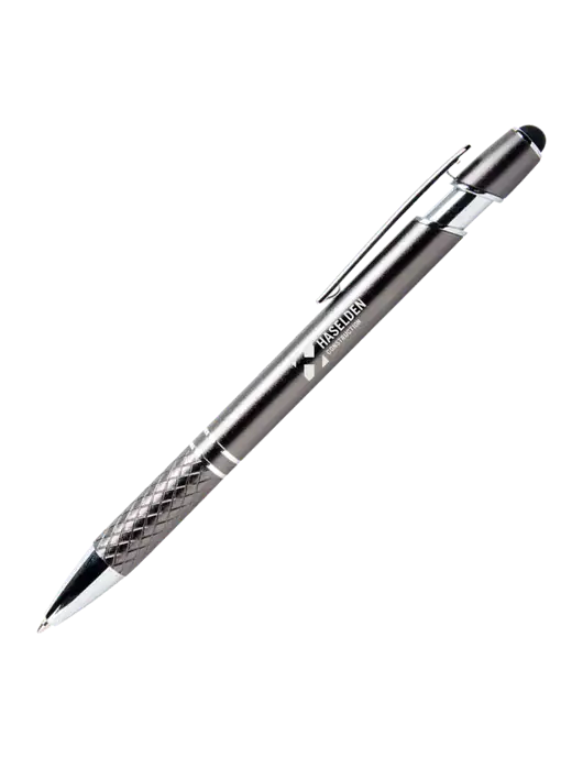 Valencia Gunmetal Stylus Pen - Black Ink w/Haselden Construction Logo