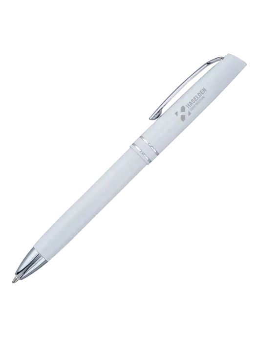 White Anguilla Black Ink Pen w/Haselden Construction Logo